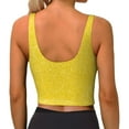 thumbnail image 3 of Haiem Yellow Glitter Pattern Womens Sports Bra - U Neck Padded Low Impact Yoga Bra Workout Crop Top Gym Moisture-Wicking Workout Vest -Small, 3 of 9