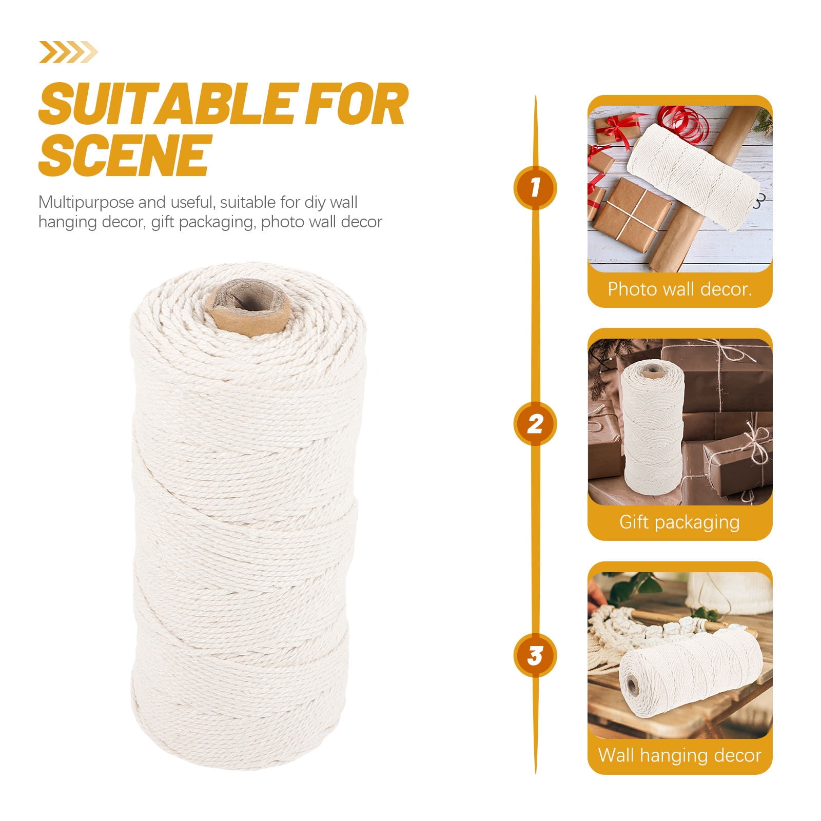 Raindrops White Cotton Bakers Twine Cord 2mm Thickness 200m Roll Ideal for Kitchen, Baking, Crafts and Food Packaging