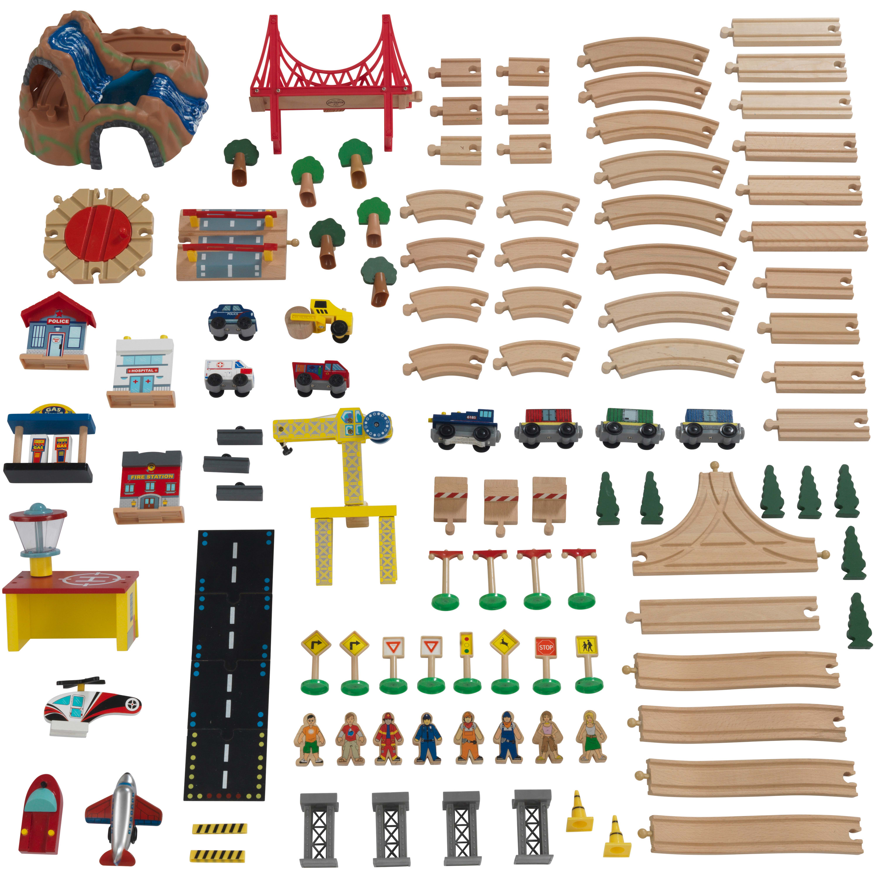 KidKraft Adventure Town Railway Wooden Train Set & Table, 120 Pieces - image 5 of 10