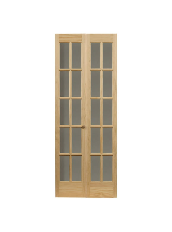 LTL Home Products Traditional Divided Glass Unfinished Wood Tone Bifold Door