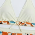 thumbnail image 2 of WREESH Womens Two Piece Swimsuit Halter Bikini Set Athletic Bathing Suits with Chest Pad Without Underwire Print Deep V High-Waisted Patchwork Swimming Trunks Split Swimsuit Yellow, 2 of 9