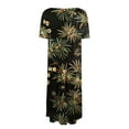 thumbnail image 5 of bbyeadc Spring Midi Dresses for Women 2025 Casual Round Neck Short Sleeve A Line Dress Vintage Loose Mid-Length Dresses with Side Pocket Beach Sundresses Floral Print Dress, Black L, 5 of 5
