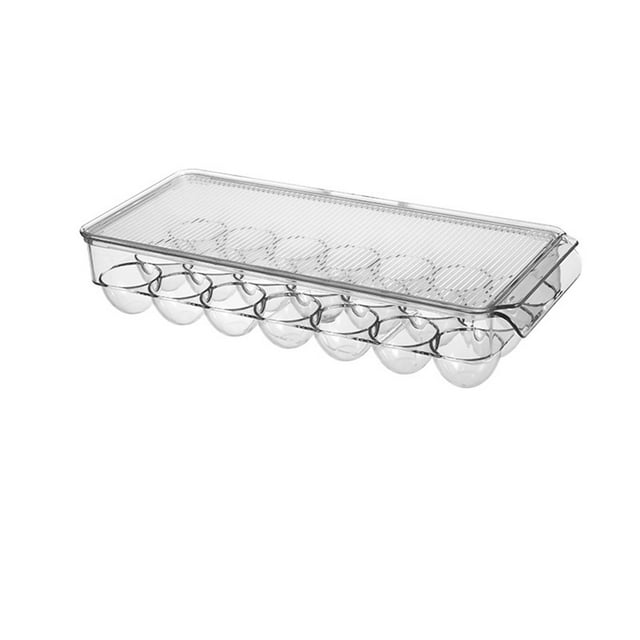 TIMIFIS Refrigerator Organizer Bins Egg Holder Tray for Refrigerator Clear Plastic Container Drawer for Egg Home Essentials Organization Storage Box Fridge Kitchen Cabinet Pantry Transparent Visible