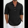 thumbnail image 2 of Camisas Clásicas de para Hombre, de Larga, con Solapa y Botones, Informales, para Playa y Verano. Negro XXL, 2 of 4