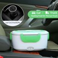 thumbnail image 4 of Heated Lunch Box, 40W Lunch Box with Spoon and Two Compartments, 2 in 1 Electric Heated Lunch Box, Stainless Steel Heated Bowl 12V/24V/220V (Dark Green), 4 of 5