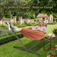 thumbnail image 4 of Fenbeli Double Camping Hammock with Stand 2 Person Portable Hammock Bed with Steel Frame and Carry Bag for Backyard Patio Outdoor Poolside, Red, 4 of 7