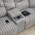 thumbnail image 4 of Comfort Stretch Power Recliner Sectional Faux Fur Sofa with Wireless Charging USB Type-C Ports Storage Console 2 Pillows Gray, 4 of 9