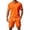 Orange, variant on Men Solid 2 Piece Polo Short Set, Breathable Knit Short Sleeve Polo Shirt & Drawstring Shorts Summer Casual Outfit Orange XXL