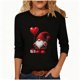 thumbnail image 5 of RKSTN Valentine's Day 3/4 Length Sleeve Womens Tops Oversized Crewneck Valentines Graphic Print Short Sleeve T Shirts Womens Casual Solid Round Neck Loose Three Quarter Sleeve Shirt Spring Clothes, 5 of 6