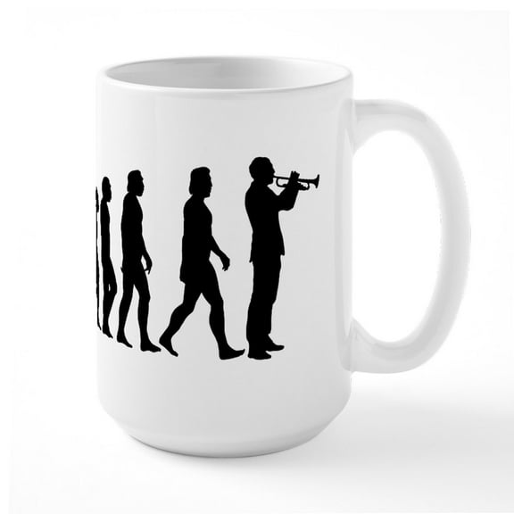 CafePress - Evolution Trumpet - 15 oz Ceramic Large White Novelty Mug
