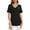Black, variant on Womens Blouse V Neck Knot Front Short Sleeve Basic Casual T Shirt Purple-L