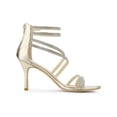 thumbnail image 3 of BLISSFUL STEP Women's Shoes Stiletto Heel Open Toe Ankle Strap Rhinestone Buckle Sandals Gold 7, 3 of 7