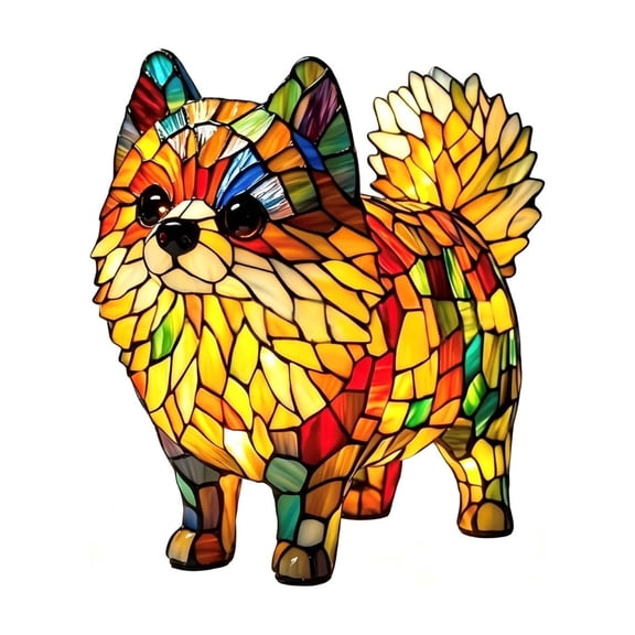 Clearance Pomeranian Aesthetic Bedroom Table Lamps, Dogs Stained Resin Tabletop Night Light, 3D Cute Dog Stained Glass Lamp for Dog Lovers