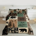 thumbnail image 3 of Homewish Moose Bear Deer Bedding Comforter Set, Vintage Brown Green Buffalo Twin Comforter Sets, Western Countryside Reversible Bedding Set, Breathable Home Decor, 2pcs, 3 of 9