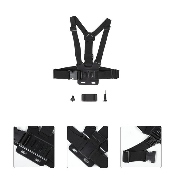Raindrops Black Camera Chest Harness Set for Sports Adjustable Shoulder Strap with Polyester Material