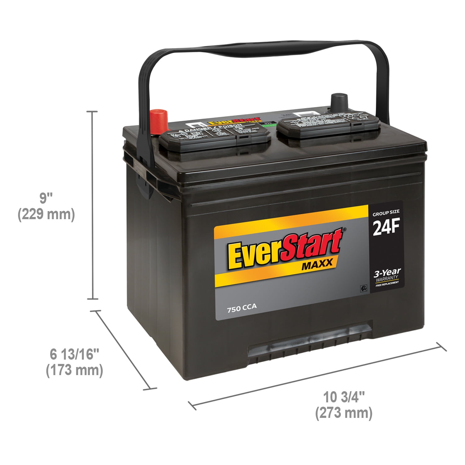 EverStart Maxx Lead Acid Automotive Battery, Group Size 24F 12 Volt, 750  CCA 