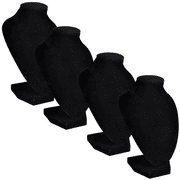 Anself Flannel Jewelry Holder Necklace Bust Black 3.5" x 3.3" x 6" 4 pcs