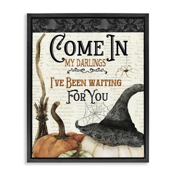 Stupell Industries Traditional Spooky Witch Phrase Black Floating Frame Canvas Art, 17 x 21, by Deane Beesley