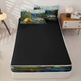 thumbnail image 3 of catabedysis Stained Glass Camping Zipper Full Size Comforter Sets with Fitted Sheet and 2 Pillowcases,Tent Van Print Zipper Bedding Set For Boys,Multicolor,Black Reversible,4 Pieces, 3 of 7