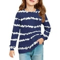 thumbnail image 2 of Drmagiyhm Girls Shirts Size 10-12 Casual Crewneck Striped print Shirt Loose Basic Long Sleeve Tshirt Girl Comfy Tops, Tees & Blouses 9-10 Years Dark Blue, 2 of 5