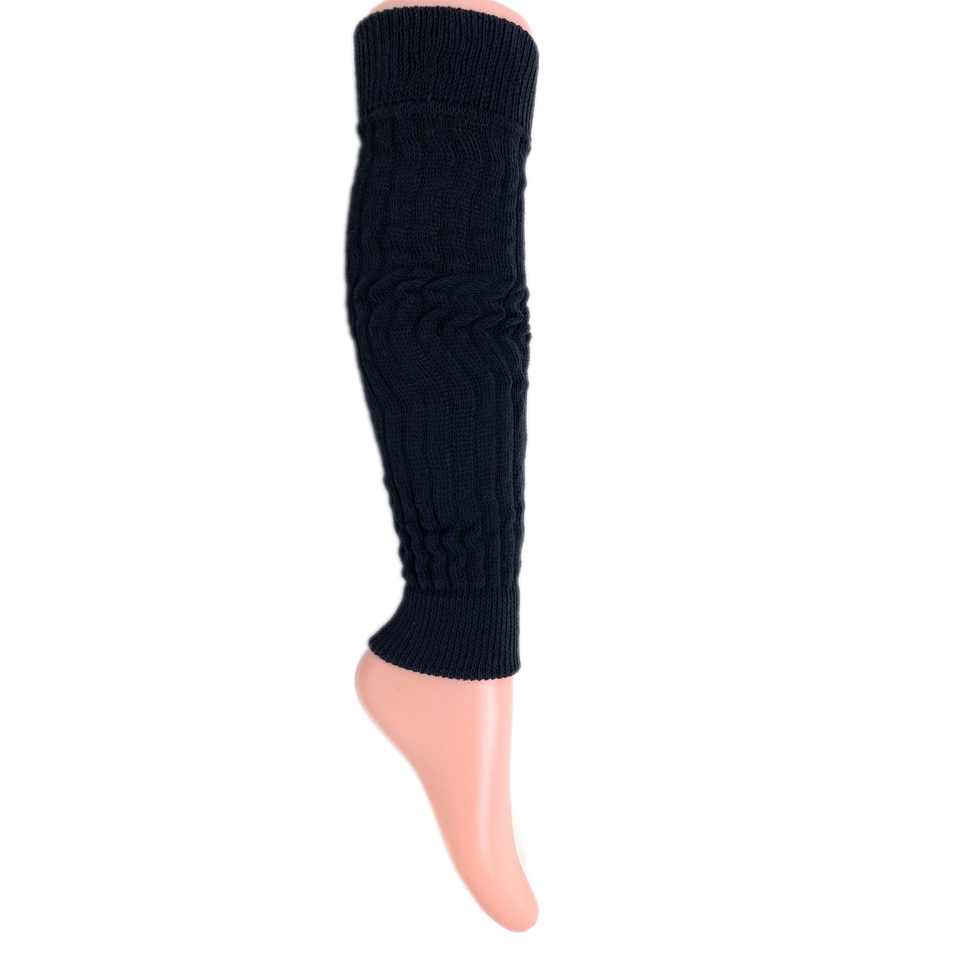 Cotton Leg Warmers for Women Black 1 Pair Knitted Retro