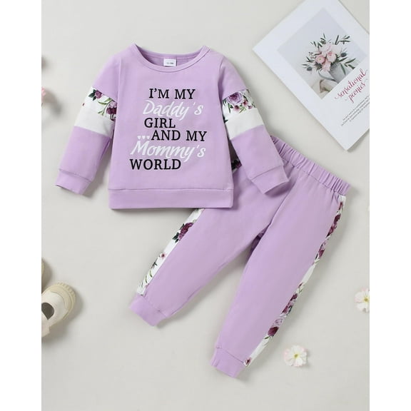 Toddler Girl Clothes 2pcs Fall Winter Outfits Little Girls Sweatshirts  Pants Set Baby Sweatsuit Clothing 1-5 Years