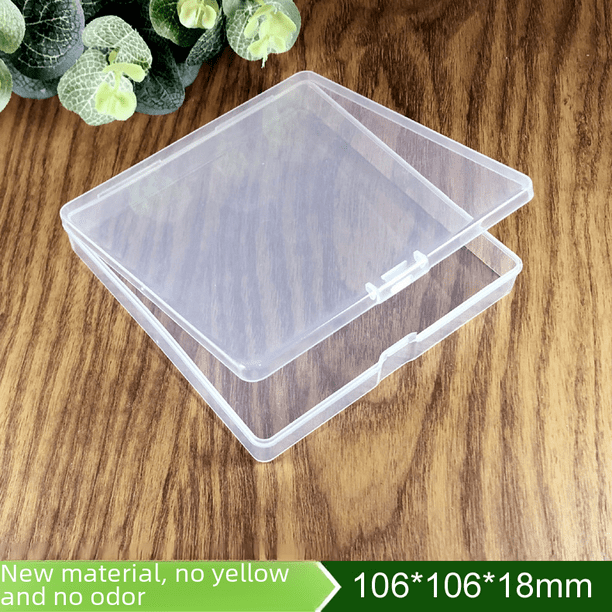 Caja de plástico PP transparente con tapa, caja pequeña cuadrada y delgada, caja plana de 18 mm
