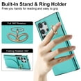 thumbnail image 4 of for Samsung Galaxy S22 Ultra Wallet Case with Card Holder Women Men, Flip PU Leather Kickstand Shockproof Protective Phone Cover Magnetic Clasp 360 Rotation Ring Stand for Samsung S22 Ultra, Green, 4 of 7