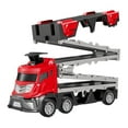 thumbnail image 4 of Mega Hauler Truck with Ejection Race Track, Big Truck with 6 Cars, Folding Storage Race Track Deformation Catapult Truck with Music Function,Car Transporter Truck Toy Set Birthday Gift  for Kids 3+, 4 of 11