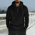 thumbnail image 5 of Jalioing Men's Drawstring Hoodies Casual Half Zip Long Sleeve Hooded Sweatshirt Solid Color Fashion Pullover, 5 of 6