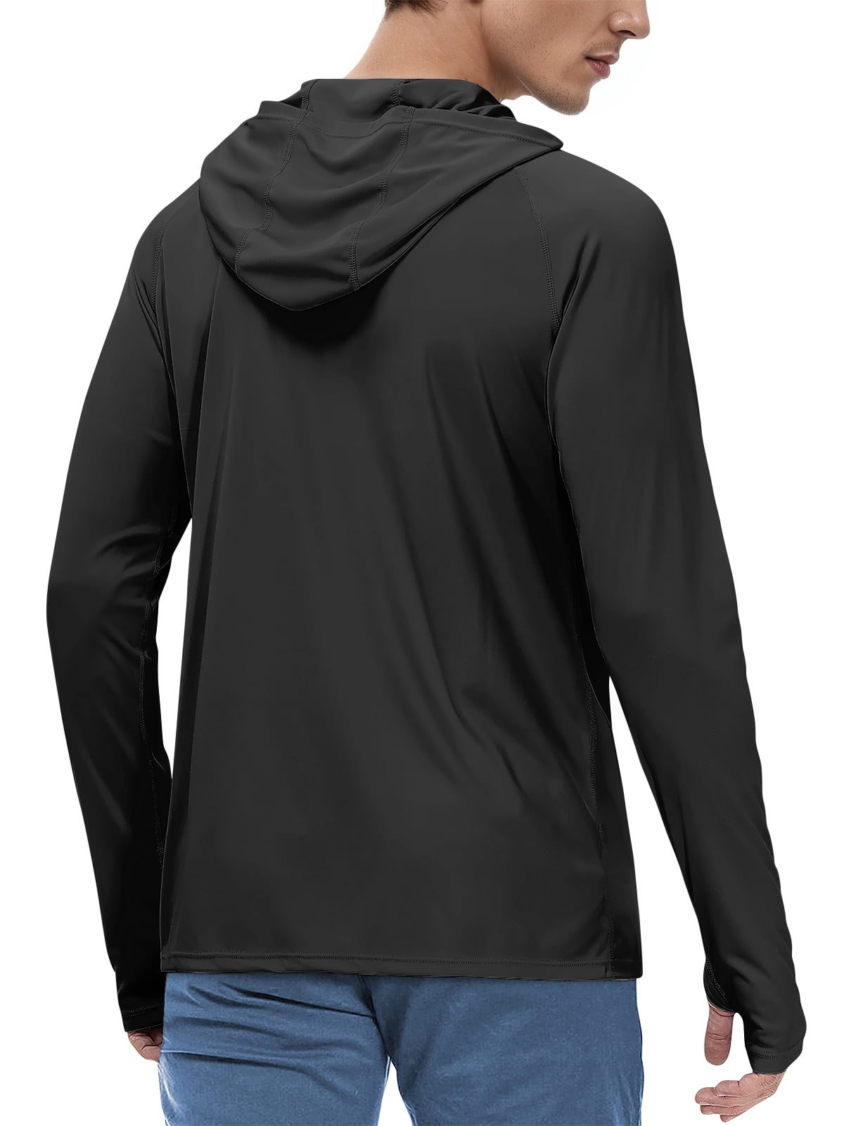 Sanmadrola Mens UPF 50+ Sun Protection Hoodie Fishing Shirts for Men Long Sleeve SPF Hiking Running Workout Thumbhole Shirt Hooded Quick Dry Lightweight