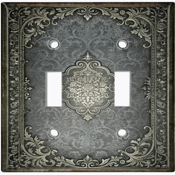 Metal Light Switch Wall Plate Outlet Cover (Printed Image of Ornamental Baroque - Double Toggle)
