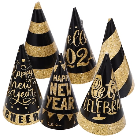unbranded 6pcs New Year Party Hats Happy New Year Decorations Party Favors Cone Paper Hats