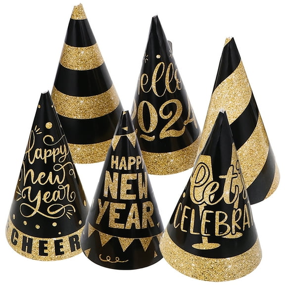 unbranded 6pcs New Year Party Hats Happy New Year Decorations Party Favors Cone Paper Hats
