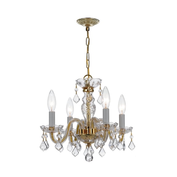 1064-PB-CL-SAQ Crystorama Lighting Crystal - Four Light Mini Chandelier in Traditional and Contemporary Style - 15 Inches Wide by 12 Inches