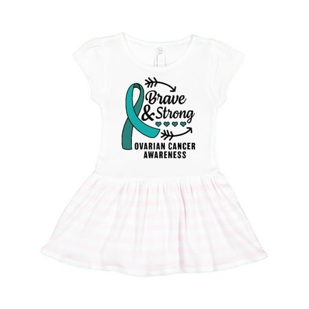 

Inktastic Ovarian Cancer Awareness Brave and Strong with Arrows Gift Toddler Girl Dress