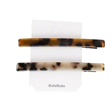 RafaRada Hair clips, French Hair Barrette Clip for Girls, Set of 2 Rubberized Metal Clasp Strong Hold Grip Hair Clips