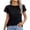 *Black, variant on ClodeEU Women's Pleated Short Sleeve Crewneck Top ,Solid Color Casual Summer Blouse Beige,Womens Plus L