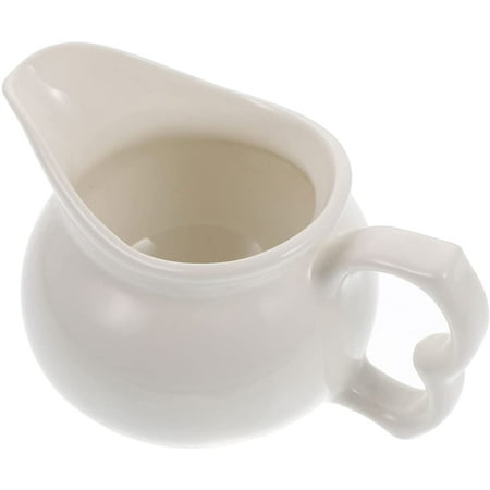 Porcelain Gravy Boat with Handle Mini Ceramic Creamer Cup White Gravey ...