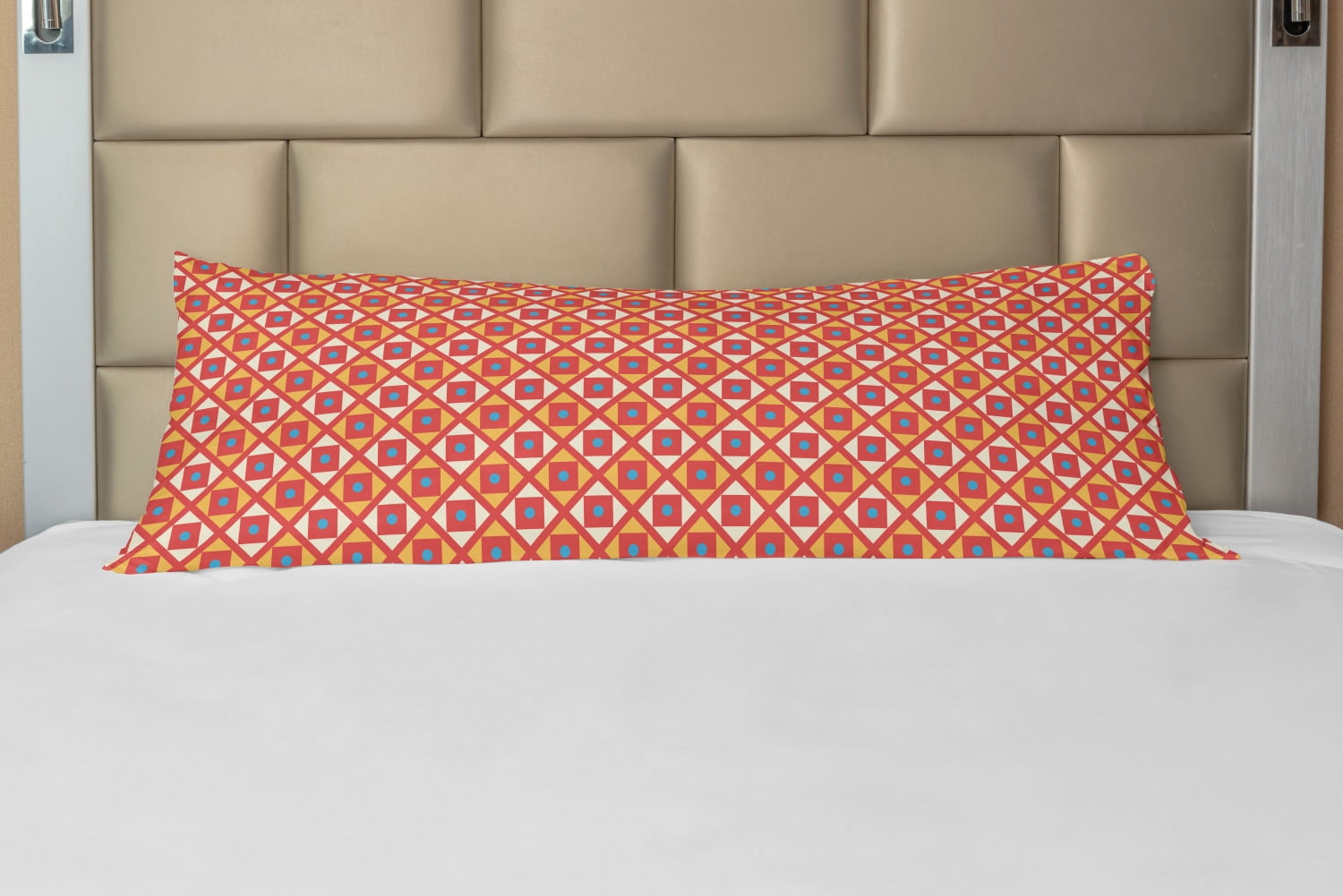Geometric Red and Yellow Microfiber Body Pillowcase with Zipper