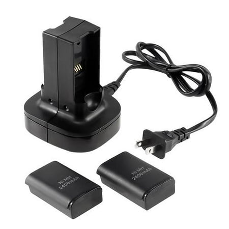 Insten Dual Battery Charger Dock Charging Station with Free 2-pack Rechargeable Battery For Xbox360 Microsoft Xbox 360 Remote Controller Xbox 360 Charger (Best Xbox 360 Controller Charger)