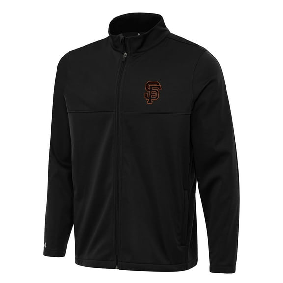 Men's Antigua Black San Francisco Giants Links 2 Full-Zip Golf Jacket