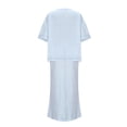 thumbnail image 5 of Women's 2 Piece Outfits Sexy Off The Shoulder Loose Batwing Top and Split Front Maxi Skirts Travel Lounge Sets, 5 of 9