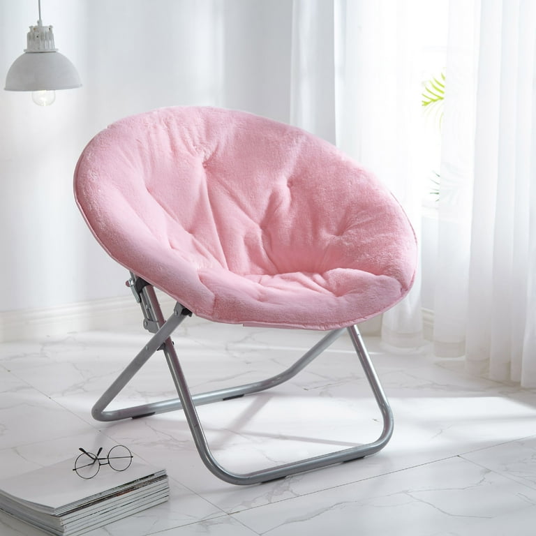 Mainstays Faux Fur Saucer Chair Blush