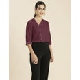 thumbnail image 2 of Moomaya Womens Diagonal Collar Solid Top, Long Sleeves Stylish Formal Top, 2 of 8