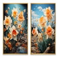 thumbnail image 2 of Designart "Daffodils landscape Dance V" Daffodils Framed Wall Art Set Of 2 - White Floral Framed Canvas Set For Living Room Decor, 2 of 7
