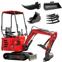 HUAYEE 1.2 Ton Mini Excavator with 800mm/31.5in Toothless Bucket, Rake, Ripper, 7.87in Bucket, HY12C Small Digger with 13.5HP EPA Engine, Hydraulic Thumb Clamp, Holder, In-stock in the US