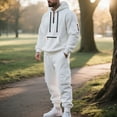 thumbnail image 2 of Moxiu Mens 2 Piece Tactical Athletic Tracksuit Quarter Zip Hoodie & Cargo Jogger Sweatsuit White,XL, 2 of 9