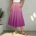 thumbnail image 6 of WRKEKC Long Skirts for Women Summer, Casual Skirts for Women, Women's Trendy Casual Ladies Comfy Gradient Printed A-Line Elastic Waist Pleated Long Skirts with Drawstring, 6 of 8