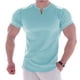 thumbnail image 1 of Playeras Elvqul para Hombre sin Estampado Manga Corta Casuales Azul Claro Cuello Redondo Algodón, 1 of 3